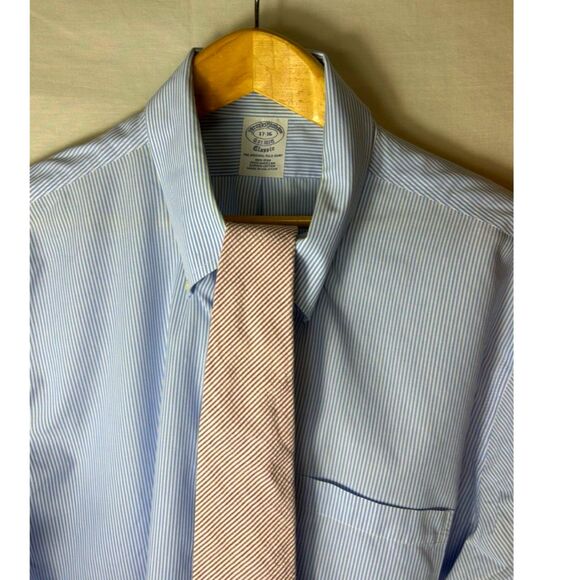 Vintage NWT Boston Traders Red White Pinstripe Seersucker Cotton Tie - Picture 2 of 7